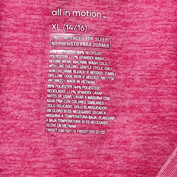 All in Motion Girls Athletic Pink Ling Sleeve, Pink, Size 14-16, NWOT - Picture 2 of 6